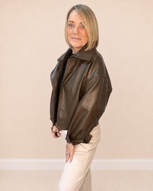 Frankie Faux Leather Jacket Chocolate