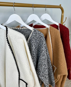 Caterina Boucle Tassel Contrast Coatigan Jacket  Camel - Susie's Boutique