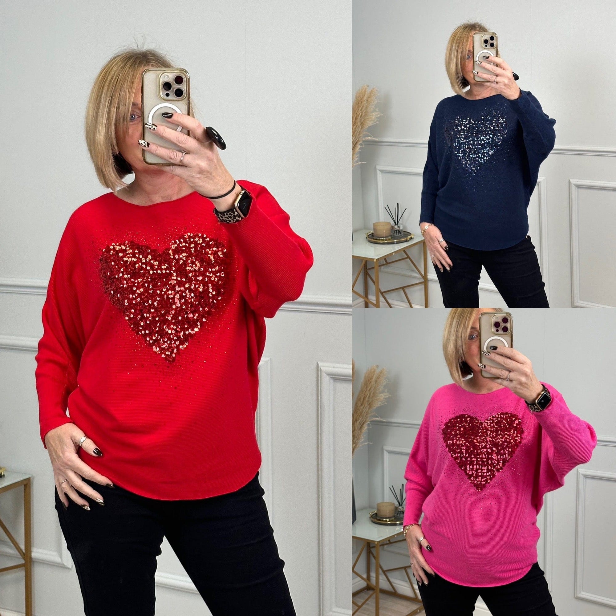 Heart Burst Sequin Jumper 8-16 Fucshia - Susie's Boutique