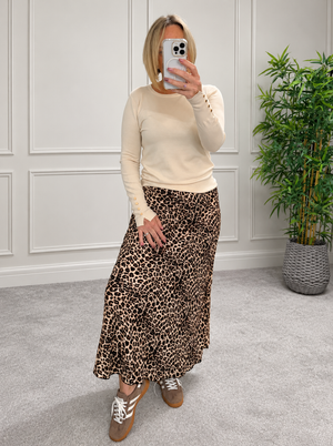 Avery Leopard Satin Skirt 8-16