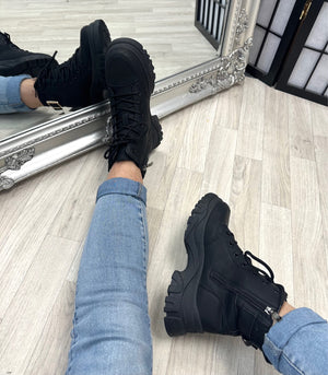 Zoey Chunky Trainer Boots Black - Susie's Boutique