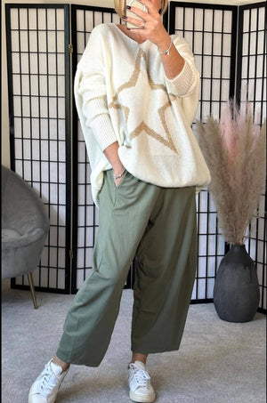 Georgia Barrel Cocoon Trousers / Joggers 8-20 Khaki