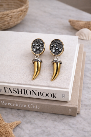 Gold Horn Drop Earrings