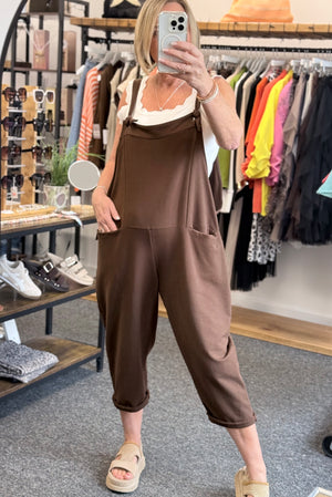 Nina Jersey Barrel Dungarees 8-16 Chocolate
