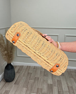 Woven  Half Moon Handbag with Body Strap