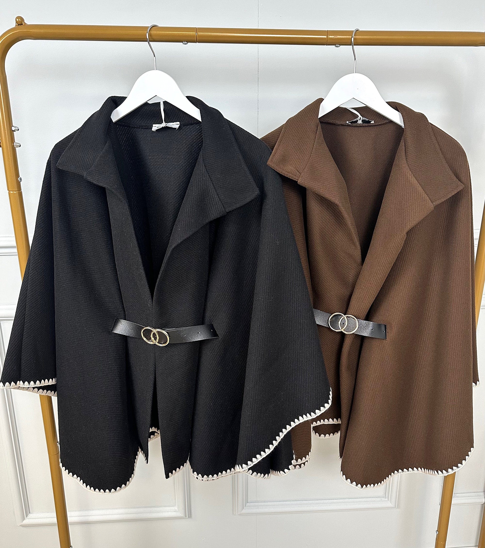 Lucinda Belted Cape Black - Susie's Boutique