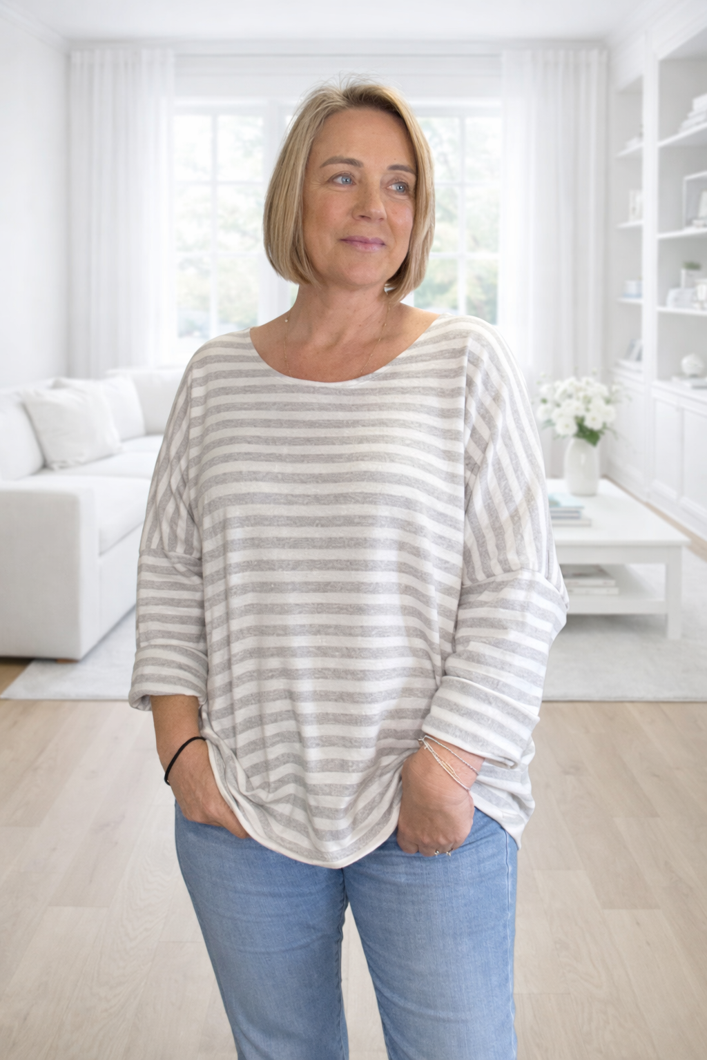 Amelia Stripe Knit Top – One Size 10-20