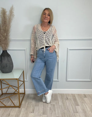 G-Smack Amelia Flower Hem Embroidered High Waist Straight Leg Jeans 10-20 - Susie's Boutique