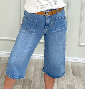 Lucy  Wide-Leg Denim Bermuda Shorts Sizes 8–16 Retro Pocket