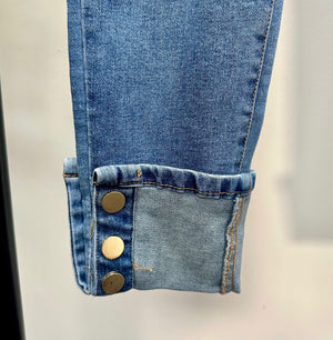 Azaria Wide Cuff Button Detail Retro Jeans 8-16 - Susie's Boutique