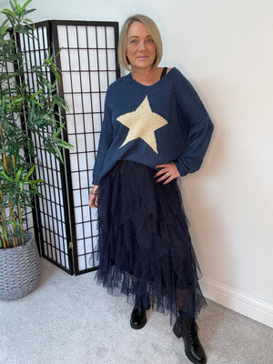 Lori Mesh Tulle Skirt 8-18 Navy