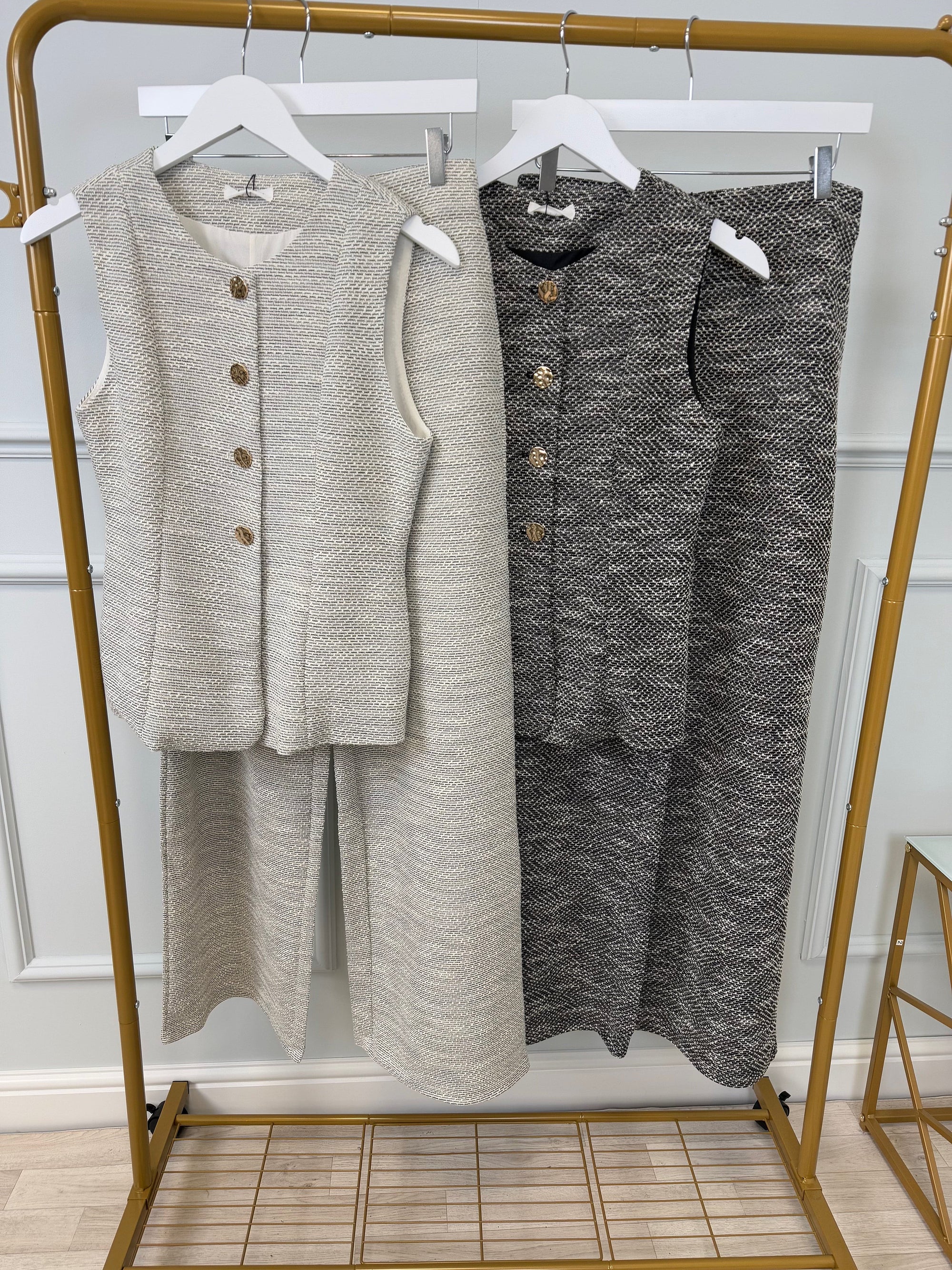 Leilani Textured Button-Up Waistcoat 10-14 Stone - Susie's Boutique