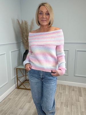 Bella Rainbow Knit Off-Shoulder Sweater 8-16 - Susie's Boutique