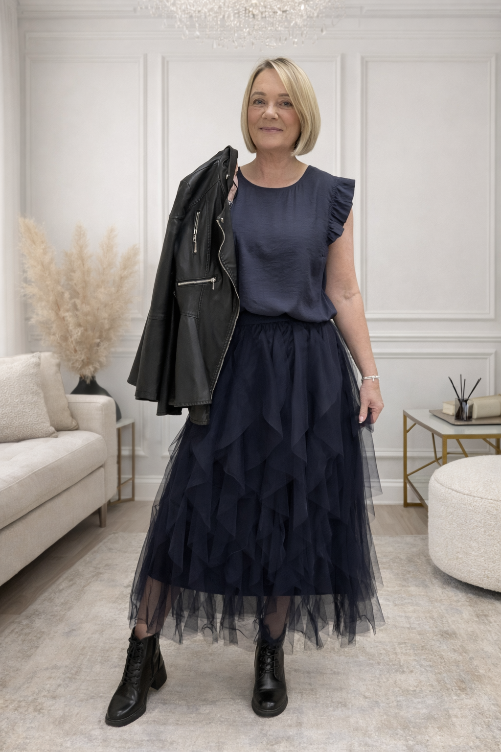 Lori Mesh Tulle Skirt 8-18 Navy