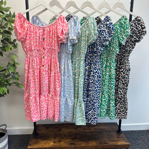 Althea Leopard Magic Midi Dress 10-20 Green - Susie's Boutique
