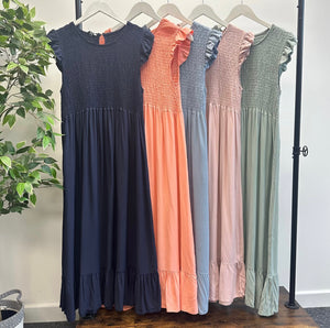 Irina Plain Midi Dress 8-16 Peach - Susie's Boutique