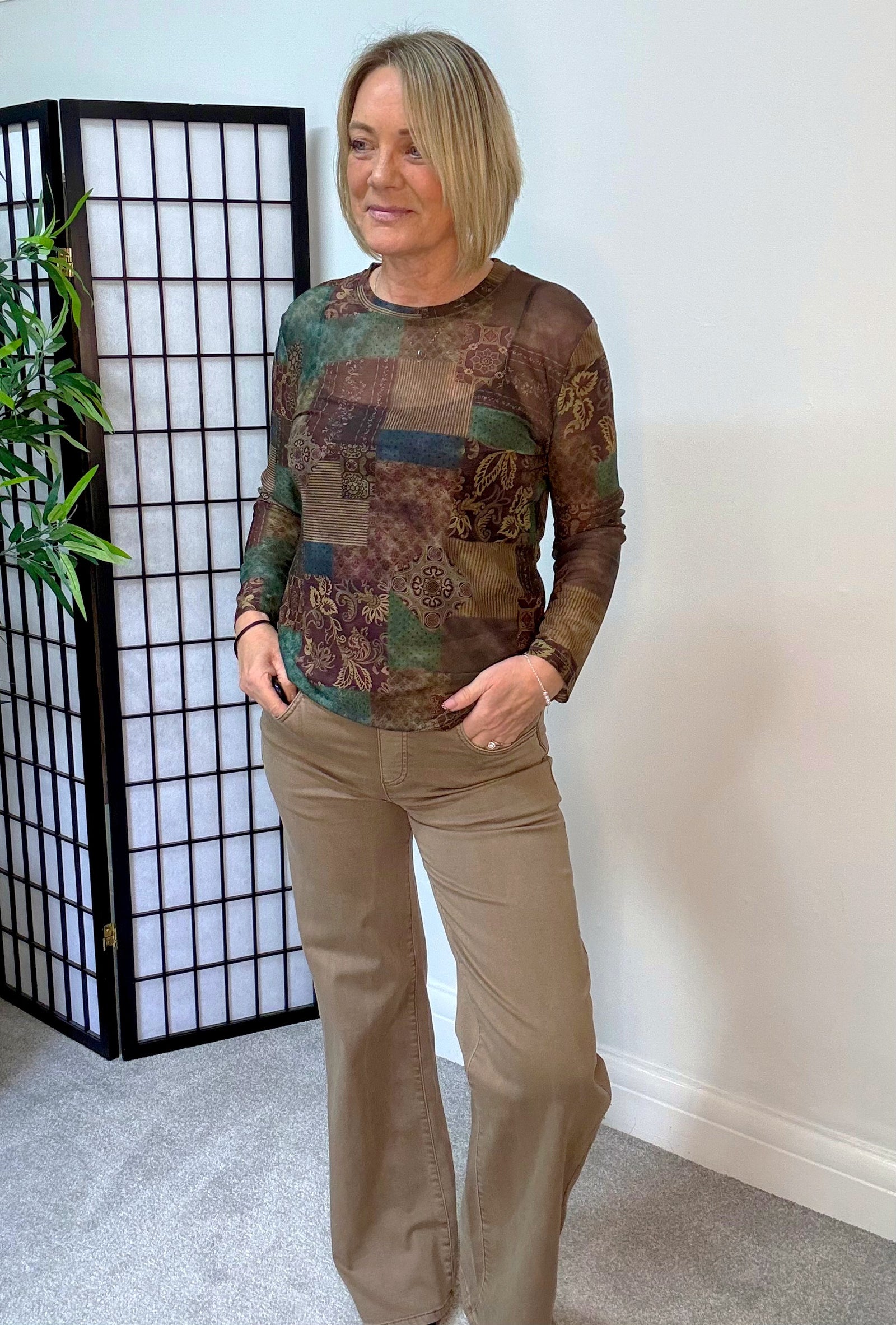Carissa Boho Patchwork Mesh Top