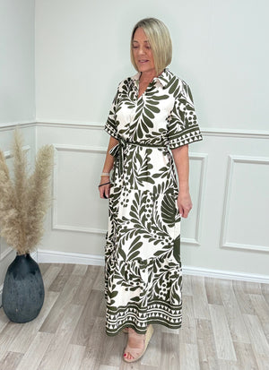 Serena Tropical Print Button-Through Maxi Dress 10-18