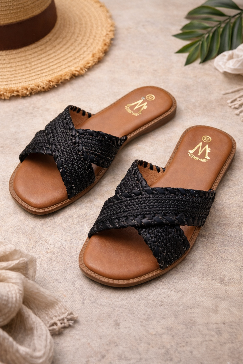 Raya Woven Crossover Sliders sandals