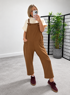 Nina Jersey Barrel Dungarees 8-16 Camel