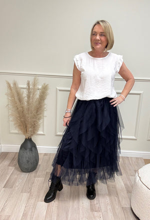 Lori Mesh Tulle Skirt 8-18 Navy