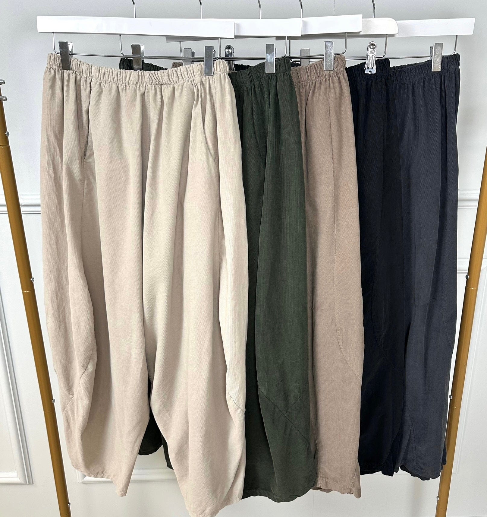 Georgia Pin-cord Cocoon Trousers / Joggers 8-20 Khaki - Susie's Boutique