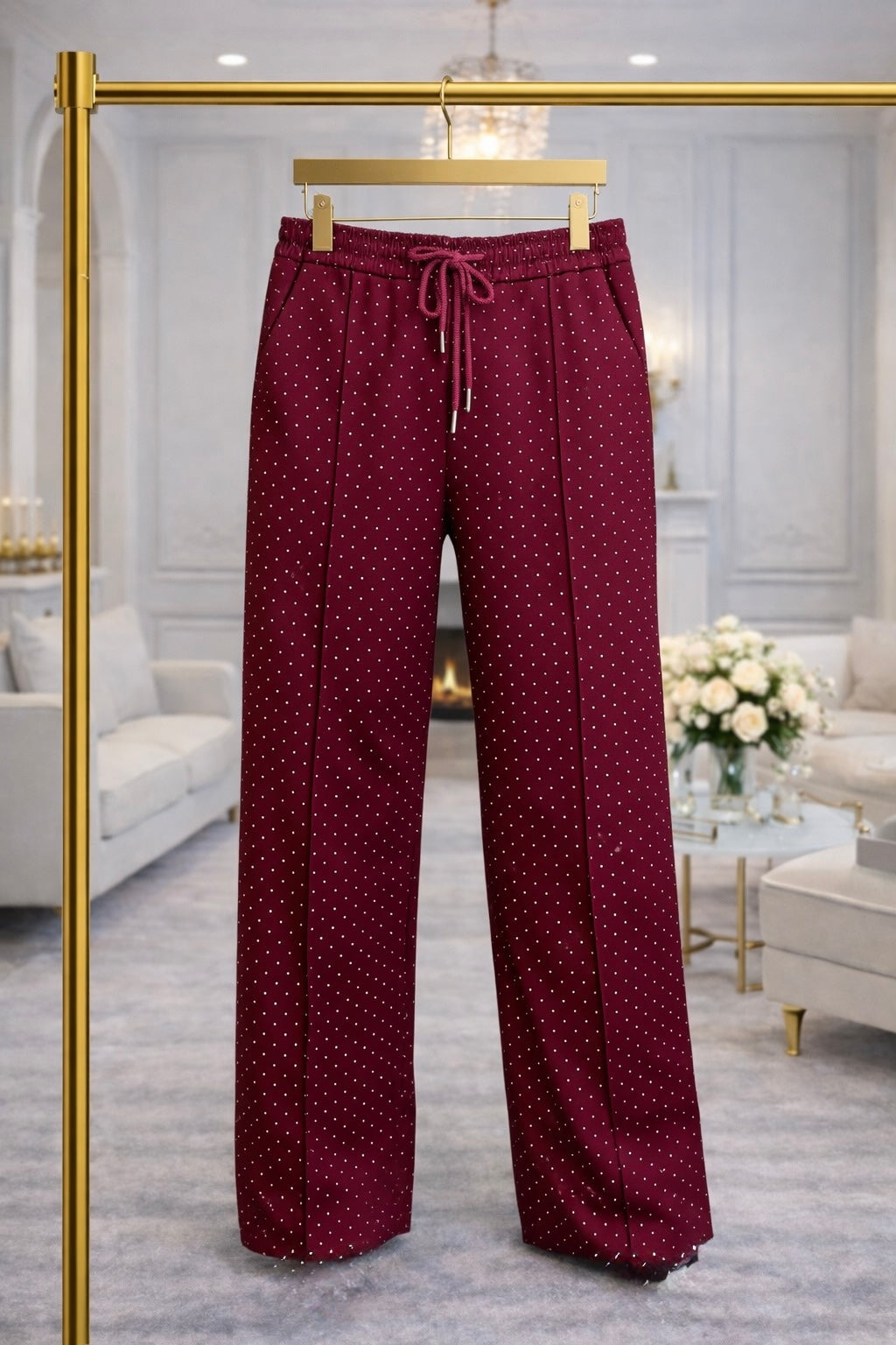 Alexandria Sparkle Wide-Leg Trousers Wine