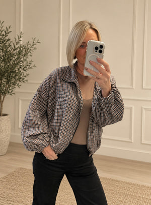 Harriet Heritage Check Funnel Neck Jacket