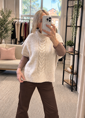 Marnie Cable Knit Sleeveless Jumper – Oatmeal