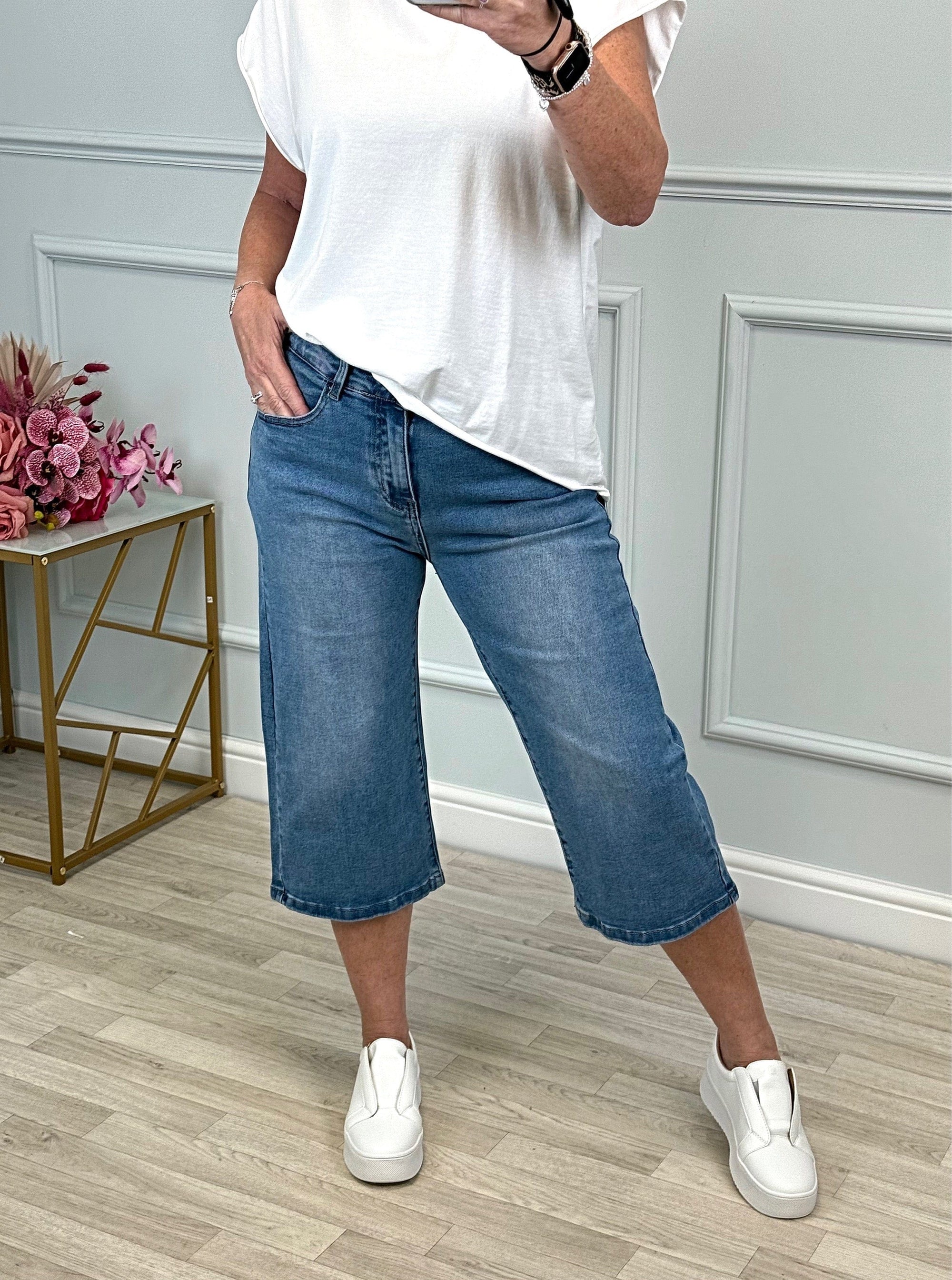 Rosa Culotte Jorts Wide-Leg Cropped Denim (Sizes 10-20)
