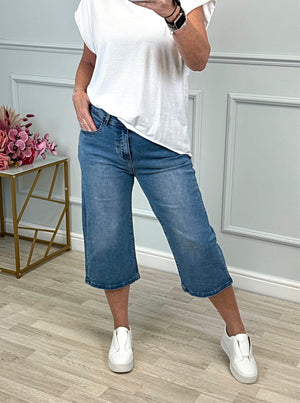 Rosa Culotte Jorts Wide-Leg Cropped Denim (Sizes 10-20)