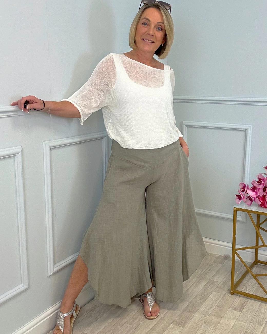 Luna Wide Leg Panel Trousers 10-18 Mocha