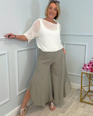 Luna Wide Leg Panel Trousers 10-18 Mocha