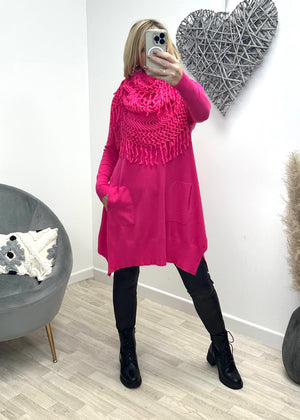 Tully Pocket Tunic With Snood 8-18 Fuchsia - Susie's Boutique
