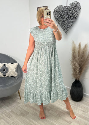 Irina Ditsy Print Midi Dress 8-16 Sage