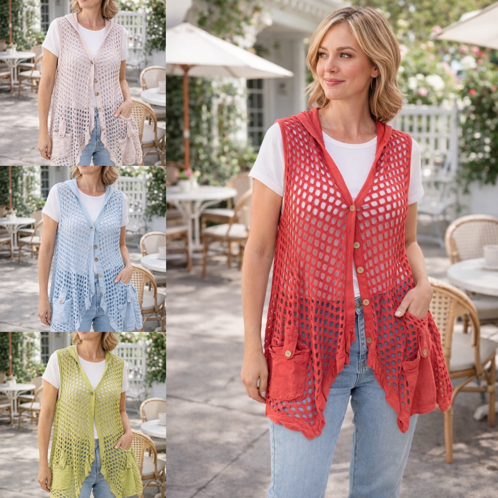 Crochet Mesh Sleeveless Waistcoat 10-18