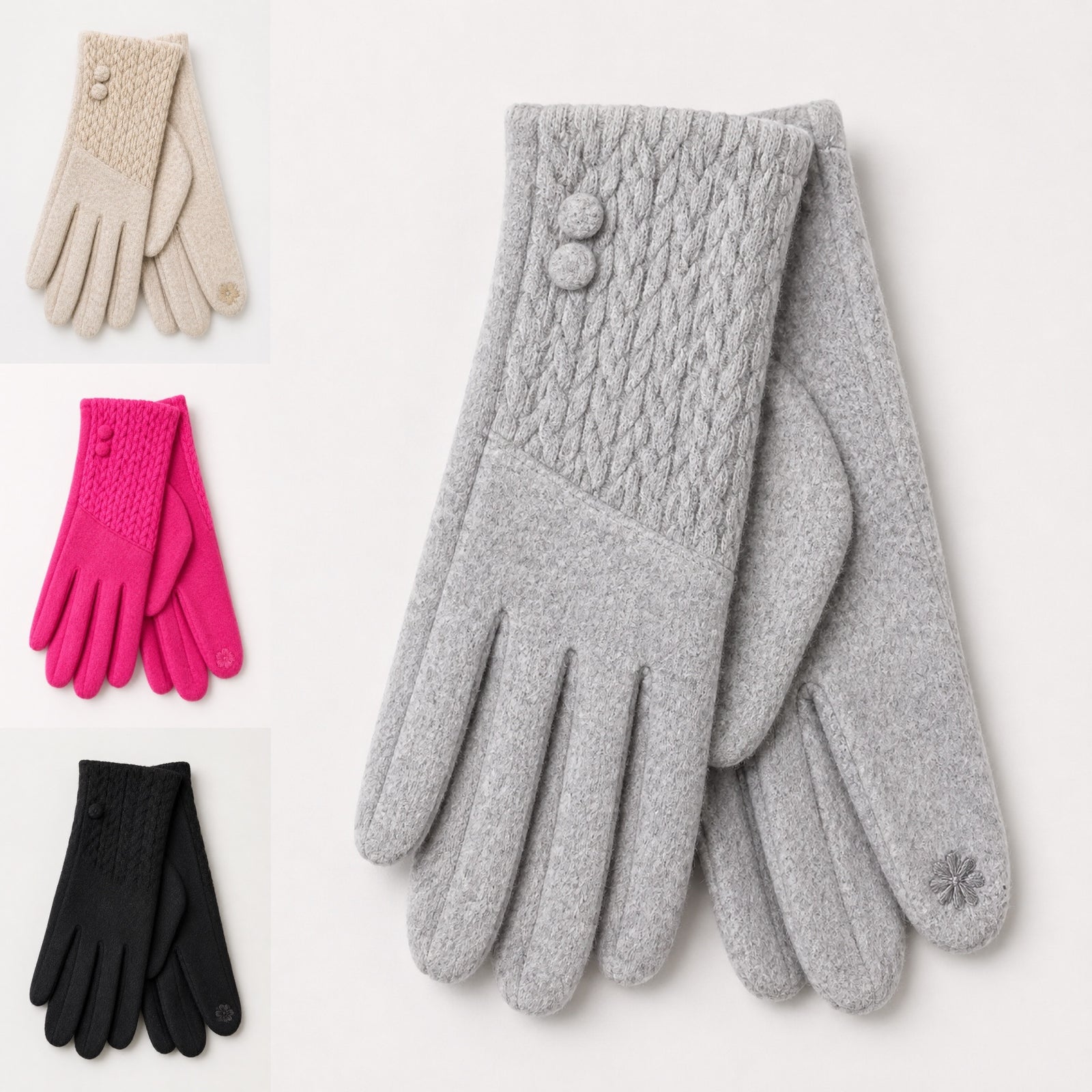 Cable Knit Detail Gloves