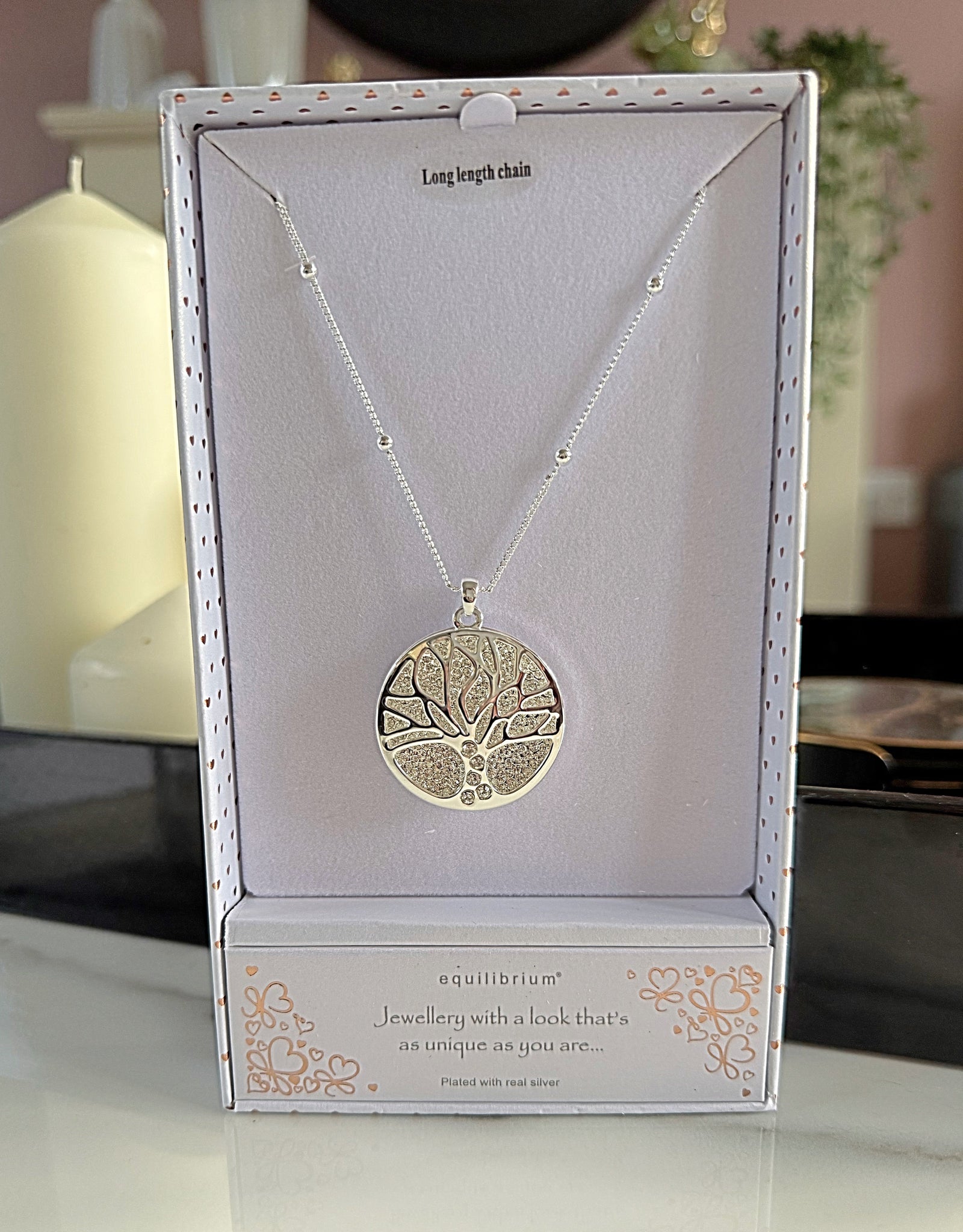 Silver Filigree Disk Tree of Life Pendant Necklace