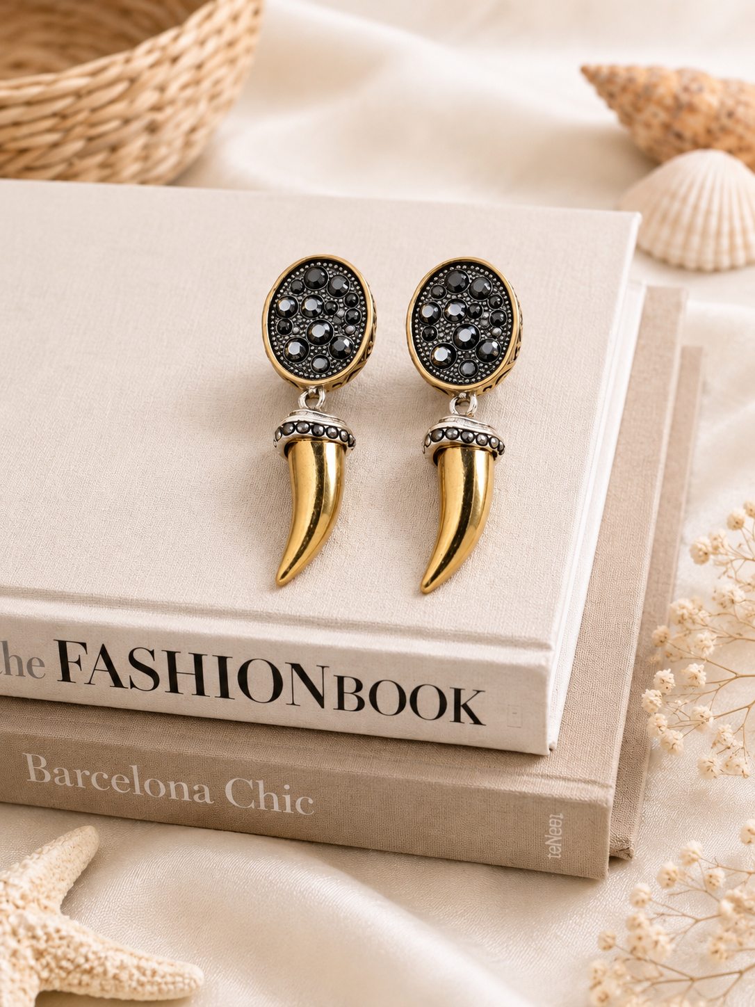 Gold Horn Drop Earrings NO RETURNS ON SALE ITEMS