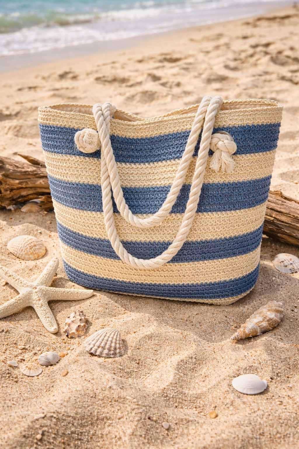 Boho Beach Tote Bag with Rope Handles No Returns on Sale Items