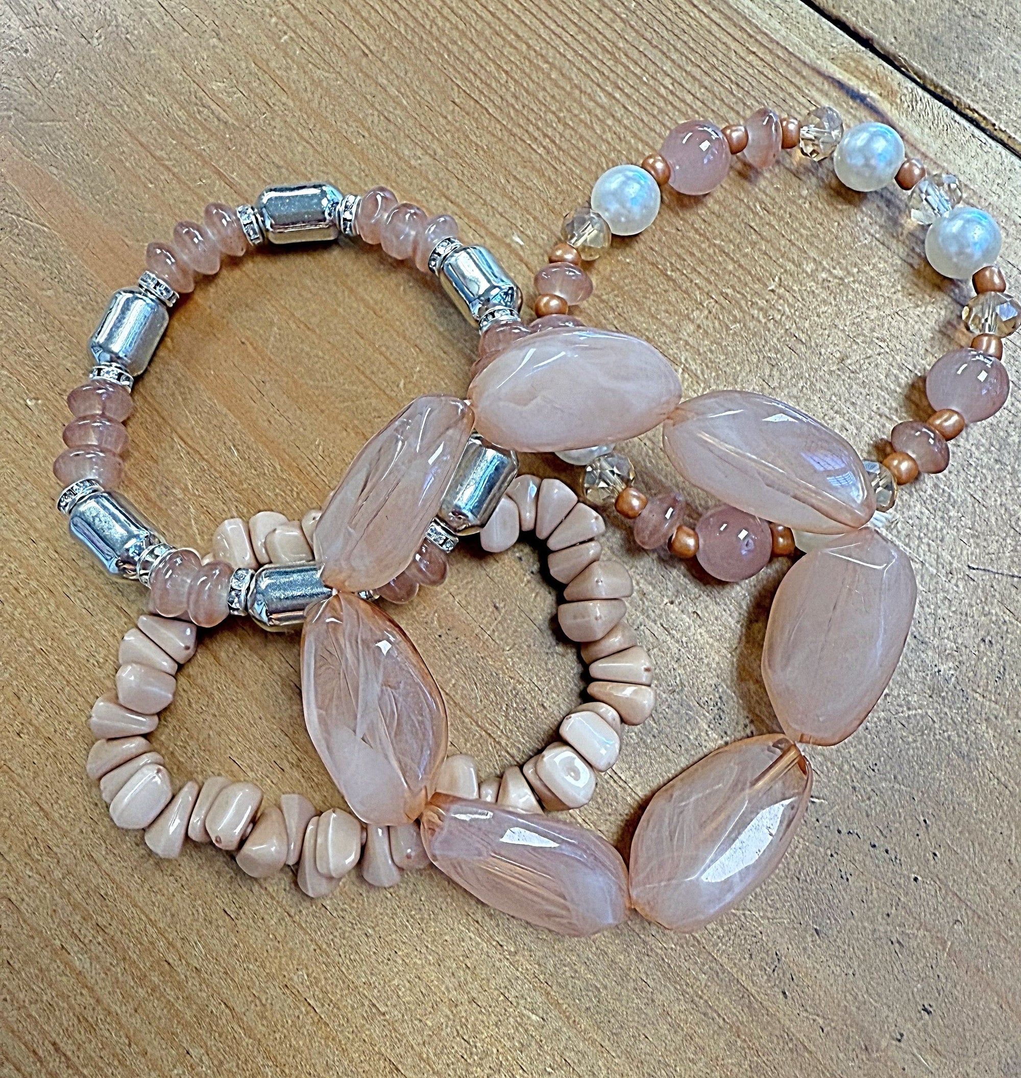 4-Piece Mocha Beaded Bracelet Stack