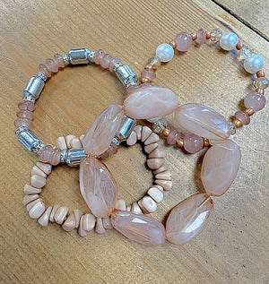 4-Piece Mocha Beaded Bracelet Stack