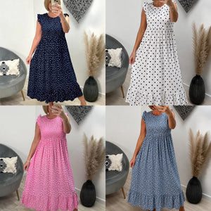 Irina Polka Dot Shirred Midi Dress