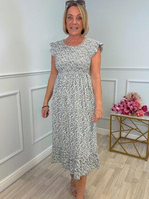 Irina Ditsy Print Midi Dress 8-16 Sage