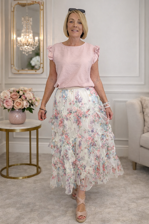 Lyla Layered Tulle Mesh Floral Skirt  8–18