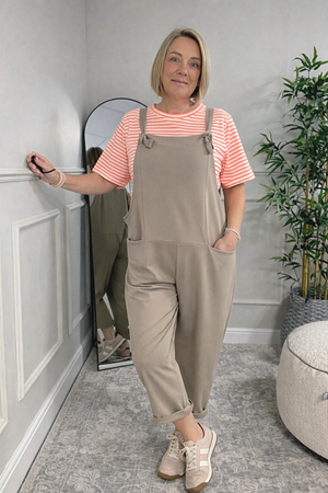 Nina Jersey Dungarees 8-16 Mocha