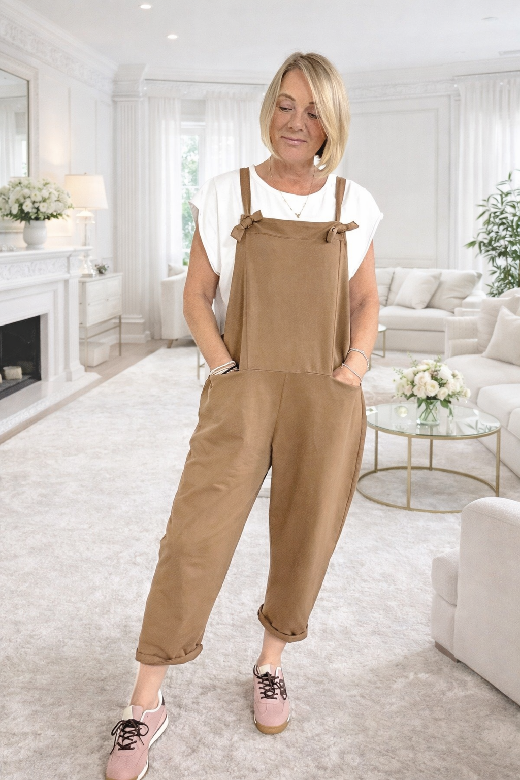 Nina Jersey Dungarees 8-16 Camel