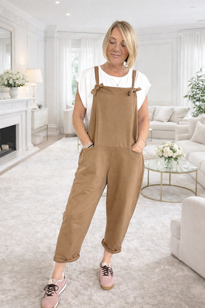 Nina Jersey Dungarees 8-16 Camel