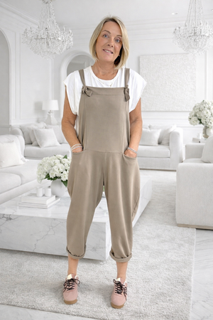 Nina Jersey Dungarees 8-16 Mocha