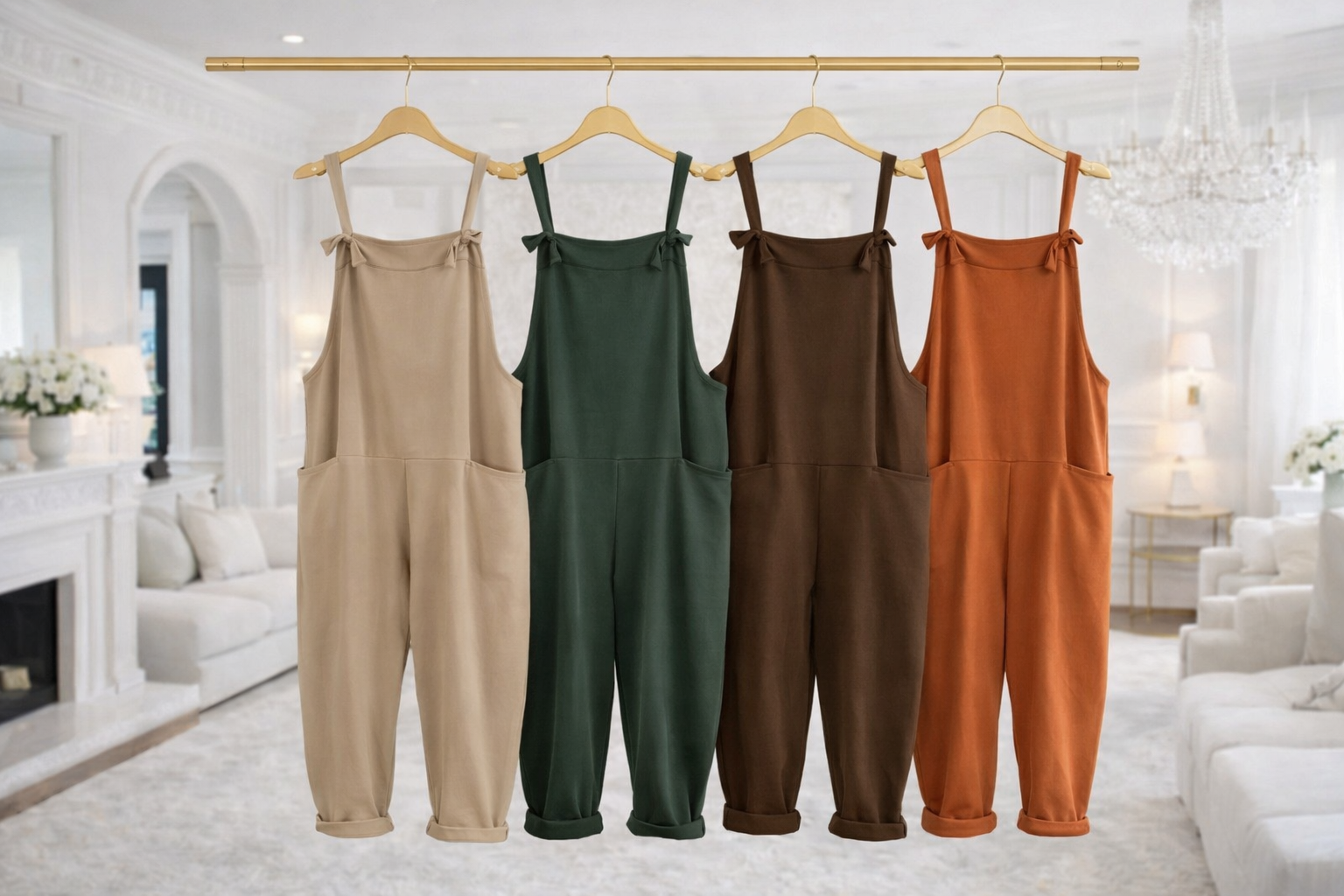 Nina Jersey Dungarees 8-16 Rust